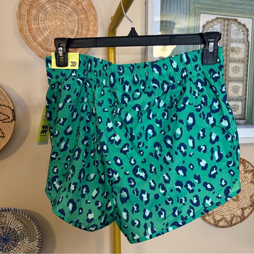 Green Leopard Women's Athletic Shorts - Picture 2 of 3